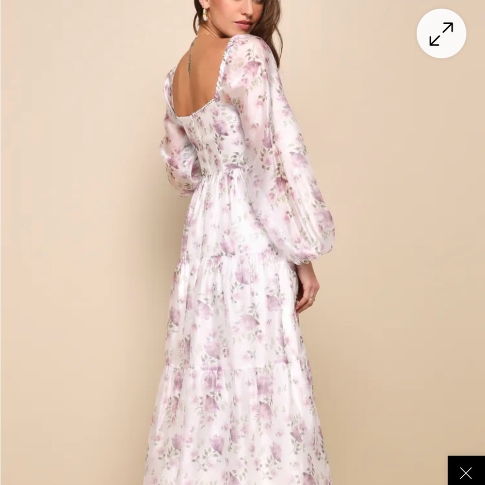 Lulu's Lavender Floral Long Sleeve Dress